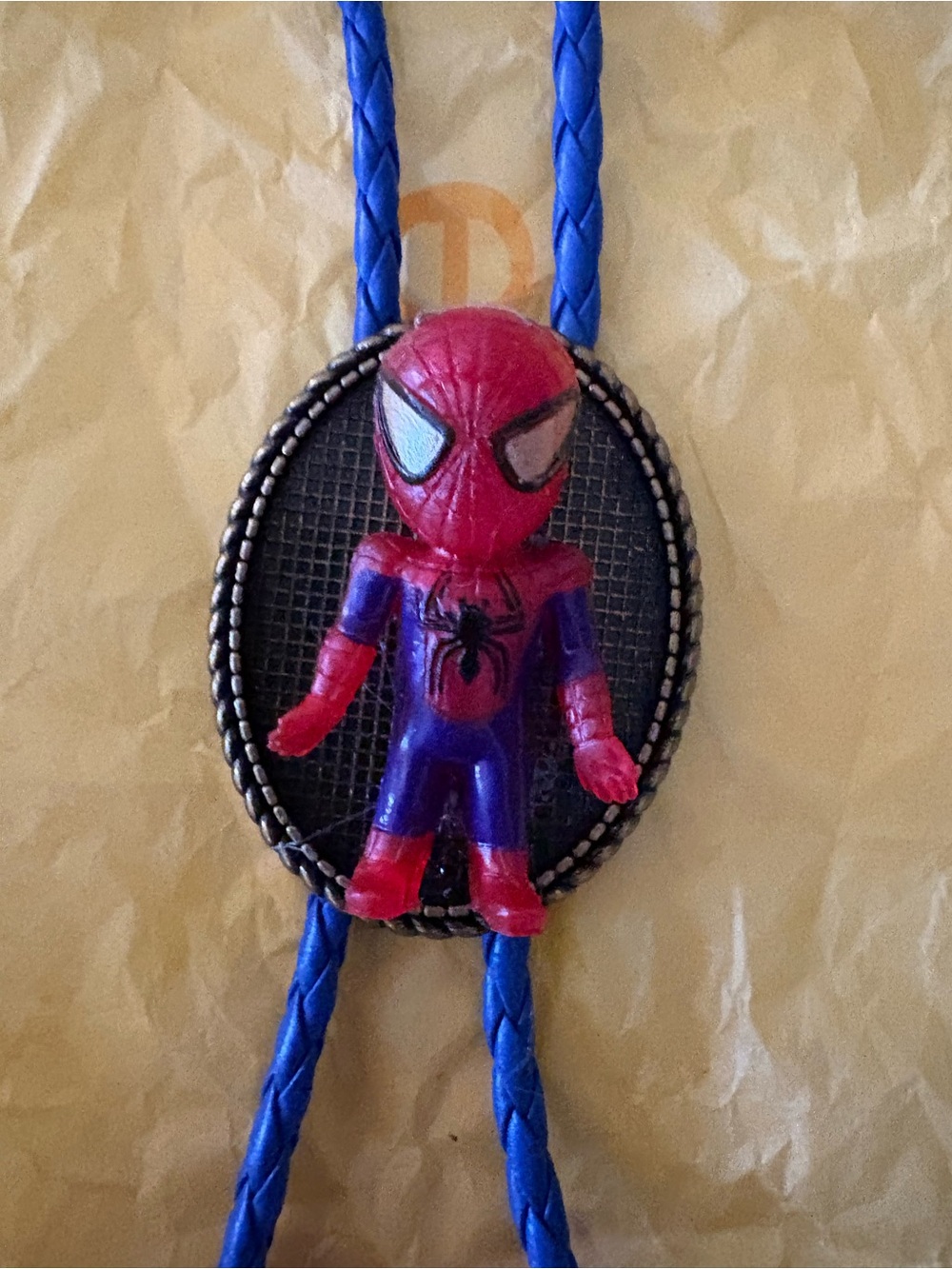 Purple Enamel Bolo Tie with White Braided Cord
